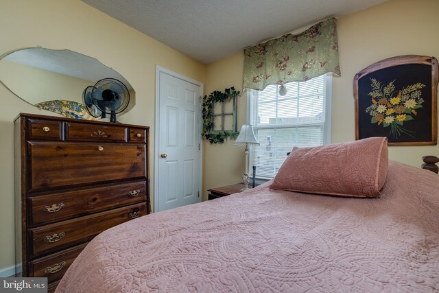 bedroom featuring a textured ceiling