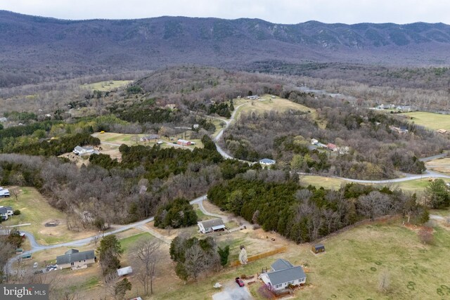 drone / aerial view with a mountain view