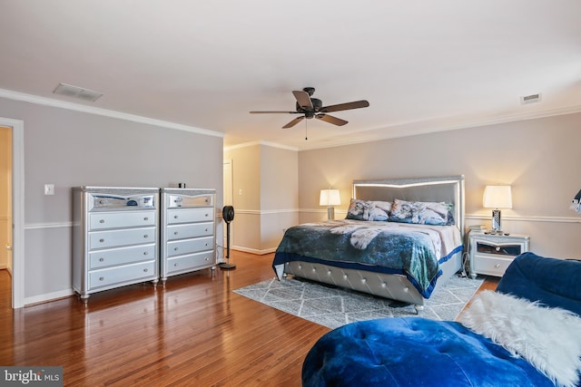 8509 Lexington Dr, Severn, MD 21144 - bedroom featuring baseboards, ornamental molding, visible vents, and wood finished floors