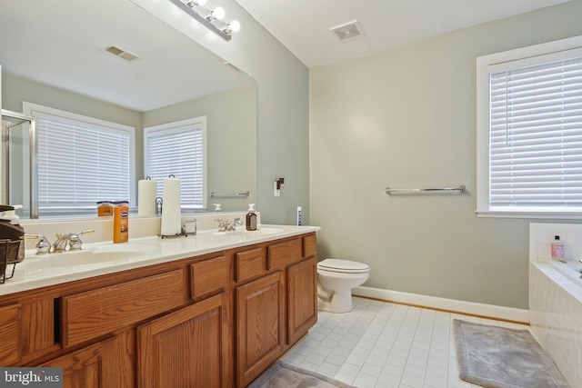 8509 Lexington Dr, Severn, MD 21144 - full bathroom with visible vents, tiled tub, tile patterned flooring, and a sink