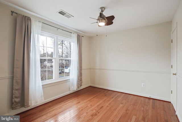 8509 Lexington Dr, Severn, MD 21144 - empty room featuring baseboards, ceiling fan, visible vents, and light wood-style floors