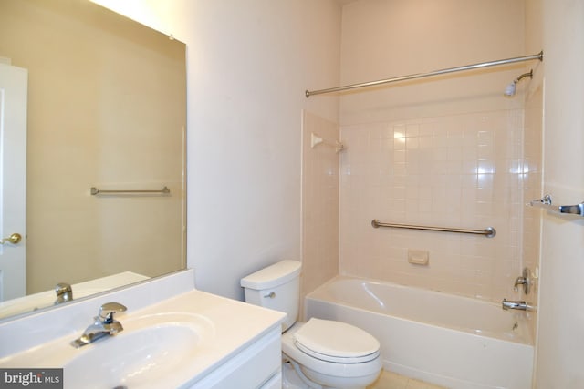full bathroom featuring vanity, toilet, and tub / shower combination
