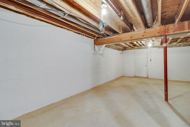 view of unfinished basement