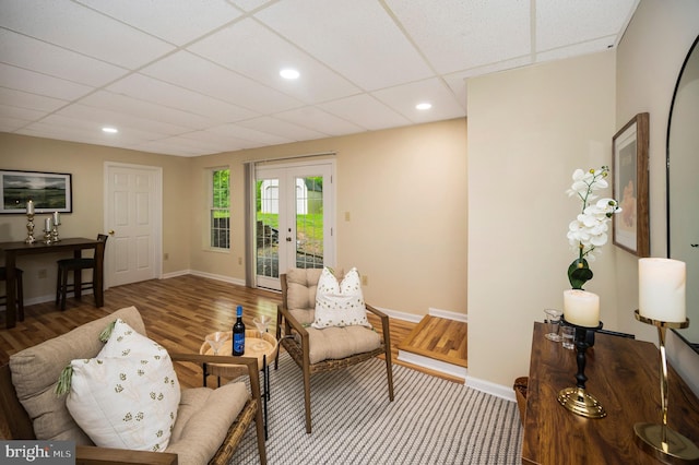 55 Hamn, Stafford, VA 22554 - sitting room featuring french doors, a drop ceiling, baseboards, and recessed lighting
