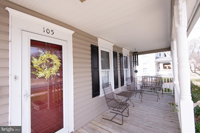 deck featuring covered porch