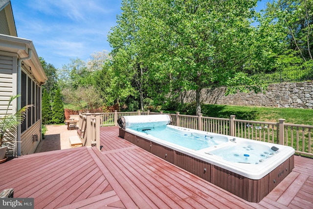 deck with hot tub deck surround