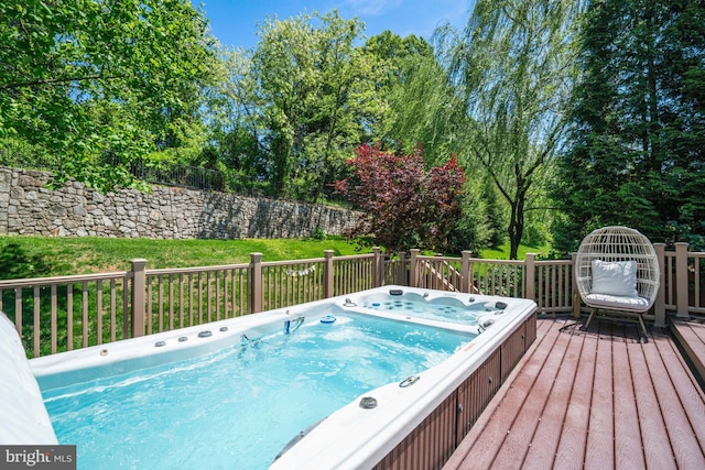 deck with hot tub deck surround
