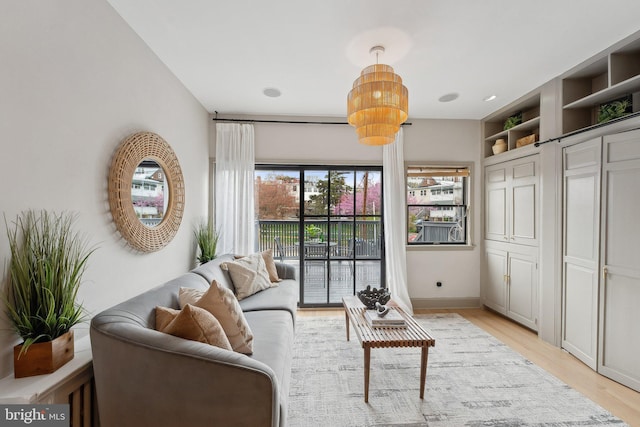 living room featuring light wood finished floors