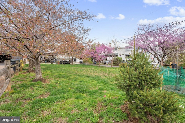 view of yard featuring fence