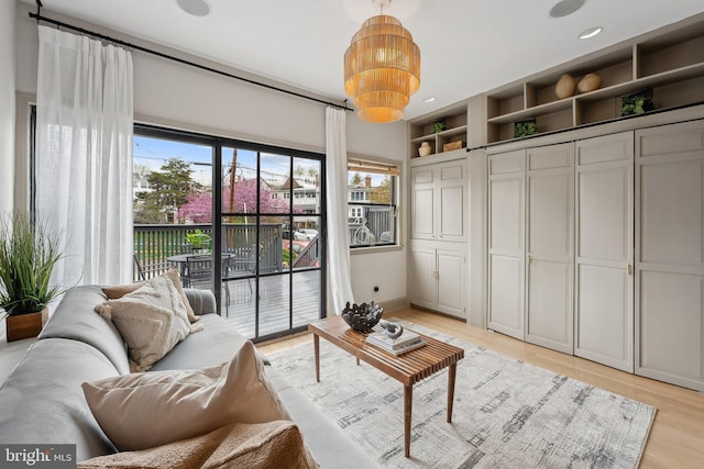 living area with light wood-type flooring