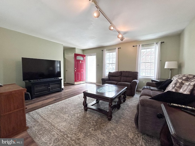 1200 Price Ln, Downingtown, PA 19335 - living area featuring track lighting and wood finished floors