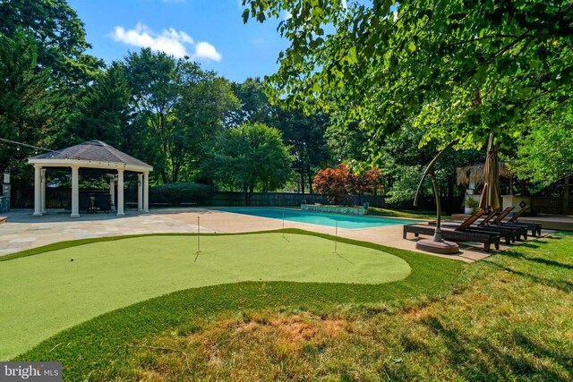 2504 Sherwood Hall Ln, Alexandria, VA 22306 - view of community with a patio, a gazebo, fence, and a pool