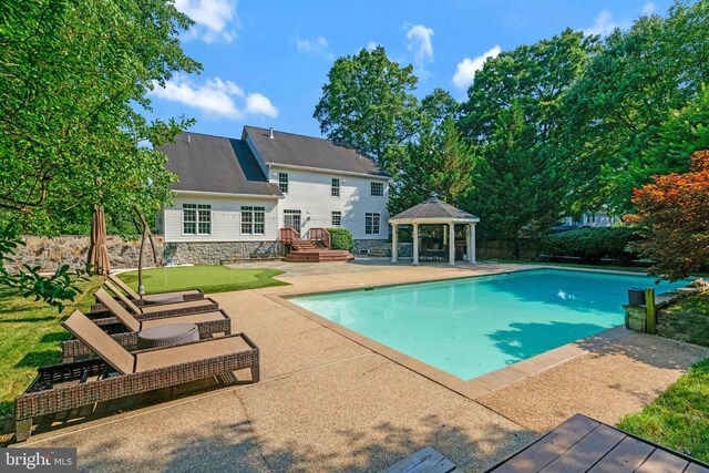 2504 Sherwood Hall Ln, Alexandria, VA 22306 - view of pool featuring a gazebo, a patio area, fence, and a fenced in pool