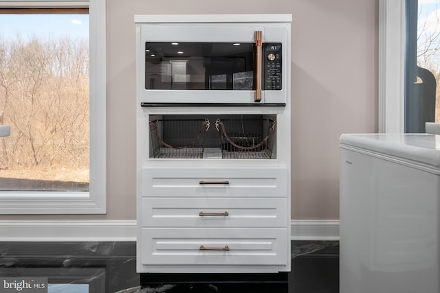 interior details with white microwave
