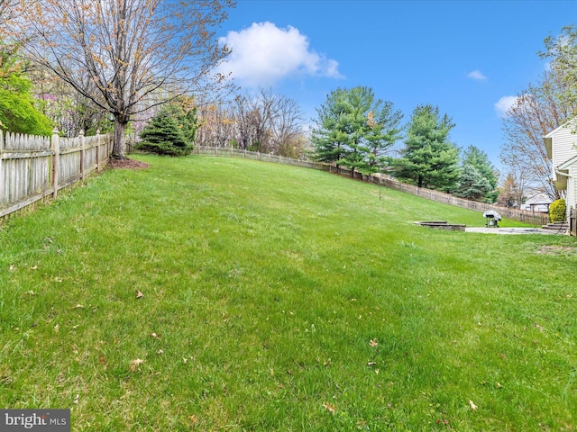 view of yard featuring a fenced backyard