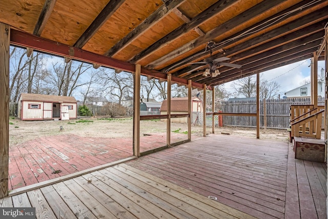 423 Main St, Dorchester, NJ 08316 - deck with an outbuilding, fence, and a storage shed