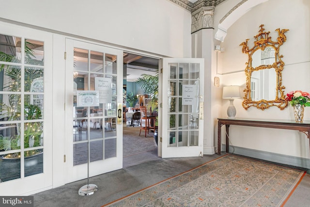 doorway featuring french doors