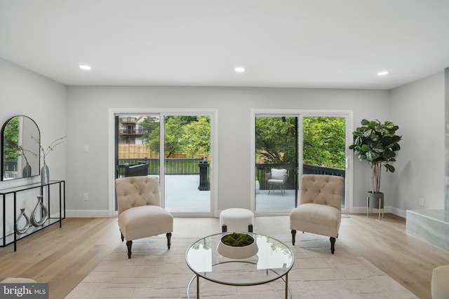 7434 Mason Ln, Falls Church, VA 22042 - living area with light wood finished floors, plenty of natural light, recessed lighting, and baseboards