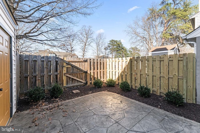 view of patio / terrace featuring a gate and a fenced backyard