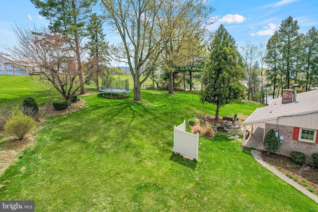 view of yard with a trampoline