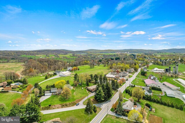 bird's eye view with a mountain view