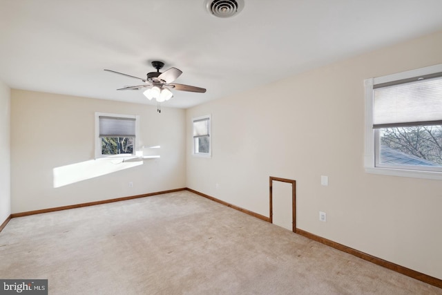2220 Timothy Dr, Westminster, MD 21157 - spare room with baseboards, carpet floors, ceiling fan, and visible vents