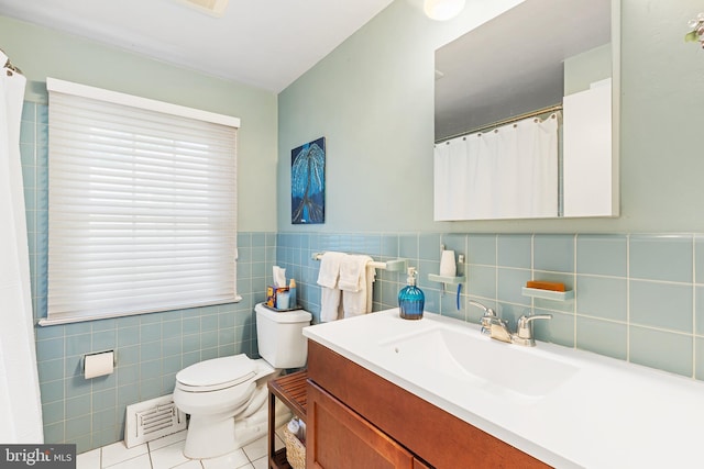 76 Deepdale Rd, Wayne, PA 19087 - full bathroom featuring vanity, tile patterned flooring, tile walls, and a wainscoted wall