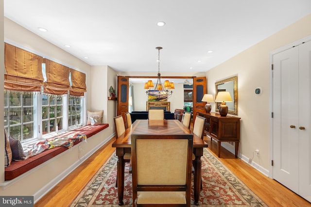 76 Deepdale Rd, Wayne, PA 19087 - dining area featuring a chandelier, light wood-type flooring, and recessed lighting
