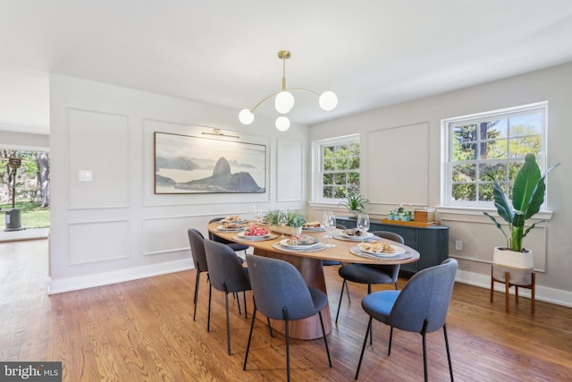 dining room with light wood finished floors