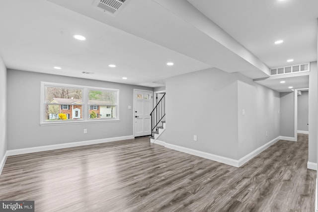 3605 Eyre Dr S, Upper Marlboro, MD 20772 - below grade area with baseboards, visible vents, and wood finished floors