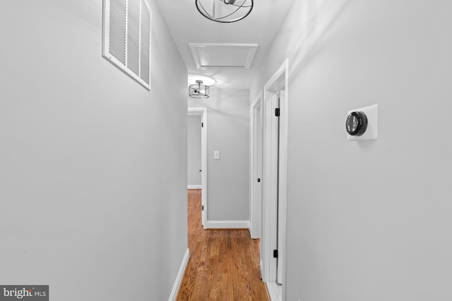 3605 Eyre Dr S, Upper Marlboro, MD 20772 - corridor featuring baseboards, visible vents, and wood finished floors