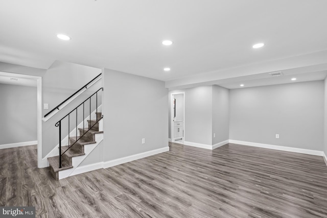 3605 Eyre Dr S, Upper Marlboro, MD 20772 - finished below grade area with recessed lighting, baseboards, stairs, and wood finished floors
