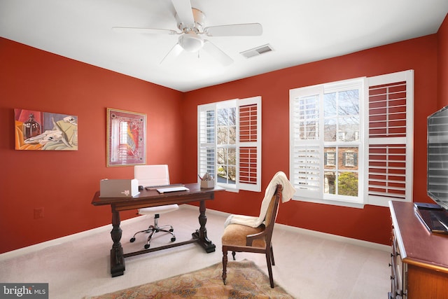 13824 Custis Sq, Woodbridge, VA 22191 - office with a wealth of natural light, visible vents, carpet, and a ceiling fan