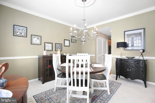 13824 Custis Sq, Woodbridge, VA 22191 - carpeted dining area featuring crown molding, baseboards, and a chandelier
