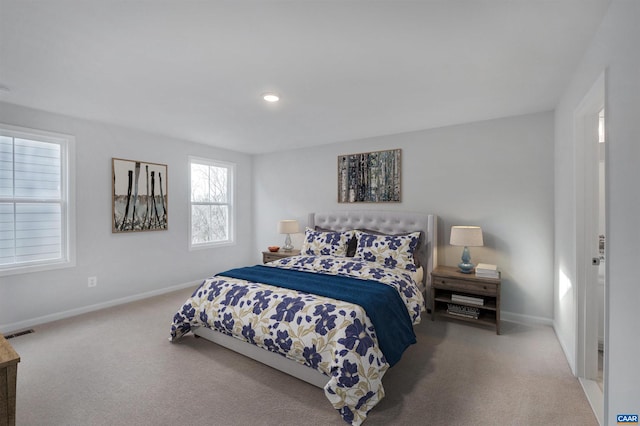 3041 Rambling Brook Ln, Crozet, VA 22932 - bedroom featuring visible vents, baseboards, recessed lighting, and carpet floors