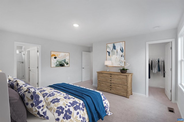 3041 Rambling Brook Ln, Crozet, VA 22932 - carpeted bedroom featuring visible vents, baseboards, a closet, a walk in closet, and recessed lighting