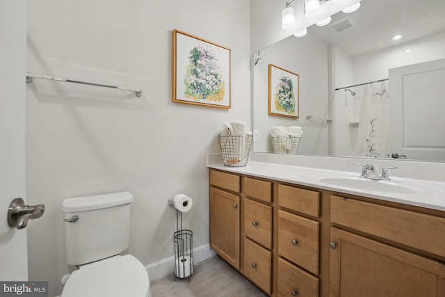 187 Boxelder Dr, Stafford, VA 22554 - full bathroom featuring tile patterned floors, vanity, curtained shower, toilet, and visible vents