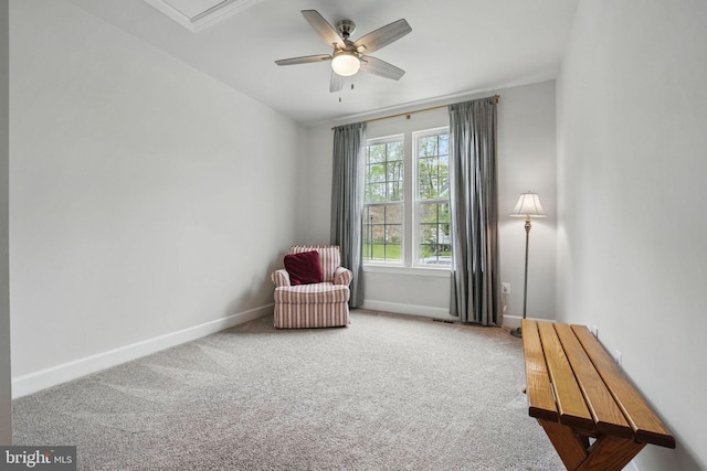 187 Boxelder Dr, Stafford, VA 22554 - sitting room with carpet flooring, baseboards, and ceiling fan