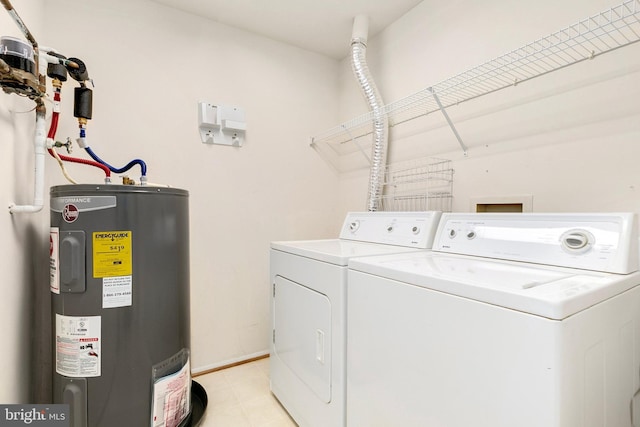 8131 Needwood Rd Unit 102, Derwood, MD 20855 - laundry room featuring water heater, separate washer and dryer, and baseboards