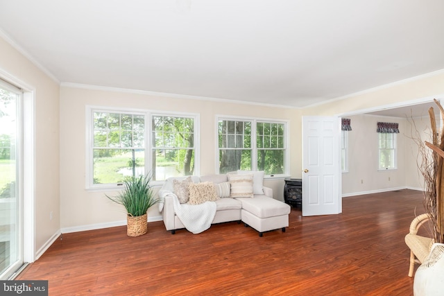 3188 Windrows Way, Eden, MD 21822 - living room with wood finished floors, crown molding, and baseboards