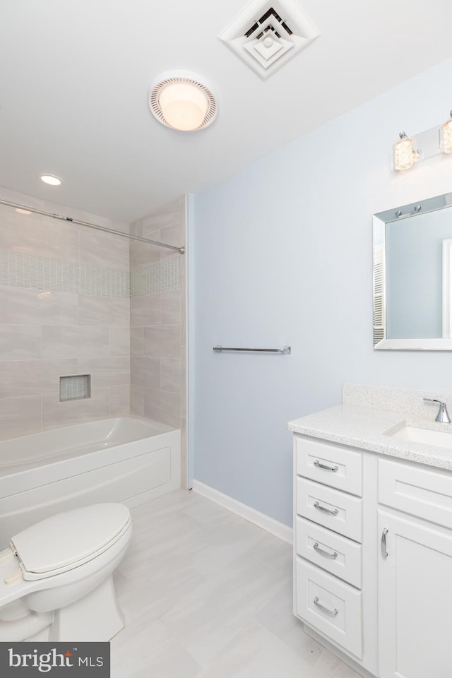 3188 Windrows Way, Eden, MD 21822 - bathroom featuring vanity, toilet, bathtub / shower combination, and baseboards