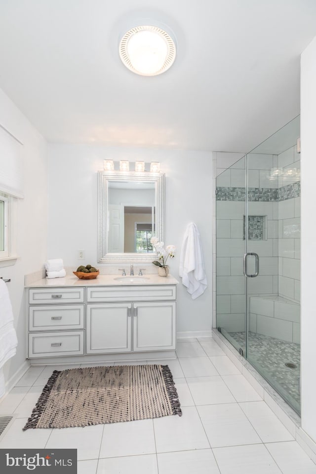 3188 Windrows Way, Eden, MD 21822 - full bathroom featuring vanity, a stall shower, baseboards, and tile patterned floors
