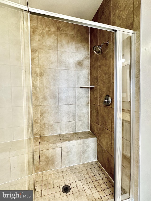bathroom featuring a shower stall