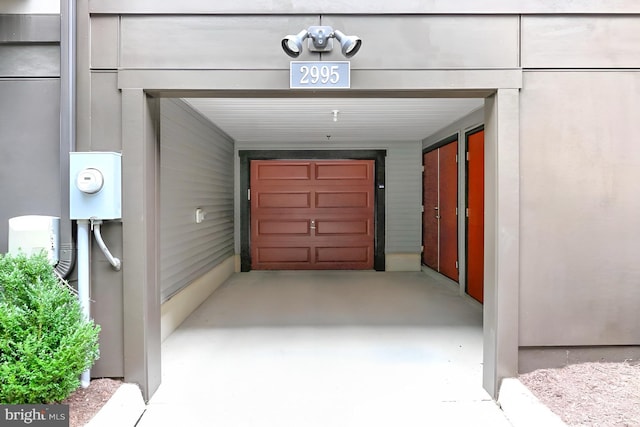 view of garage