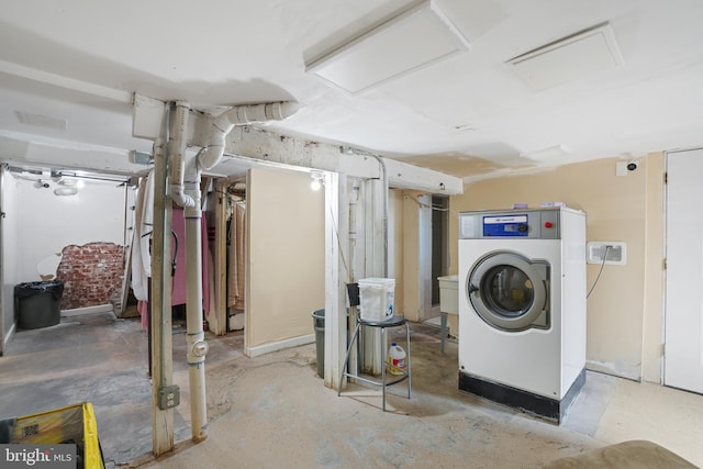 below grade area with washer / dryer