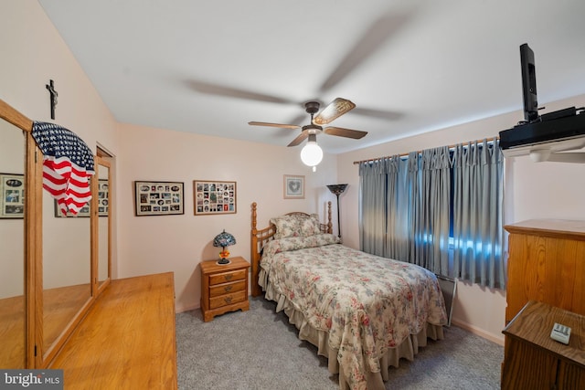 bedroom featuring carpet and ceiling fan