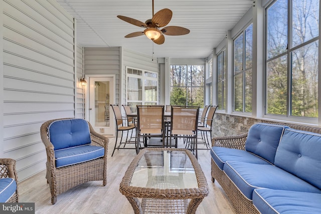 23700 Quiet Oak Ct, California, MD 20619 - sunroom / solarium featuring an outdoor living space, ceiling fan, and outdoor dining space
