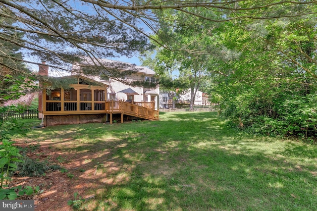 10866 Monticello Ct, Great Falls, VA 22066 - view of yard with a sunroom and a wooden deck