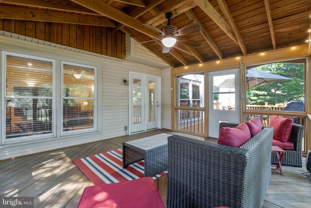 10866 Monticello Ct, Great Falls, VA 22066 - sunroom featuring ceiling fan and healthy amount of natural light