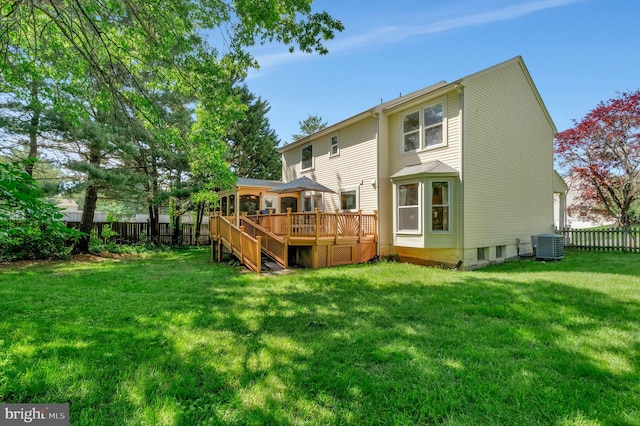 10866 Monticello Ct, Great Falls, VA 22066 - back of property featuring central AC unit and a deck